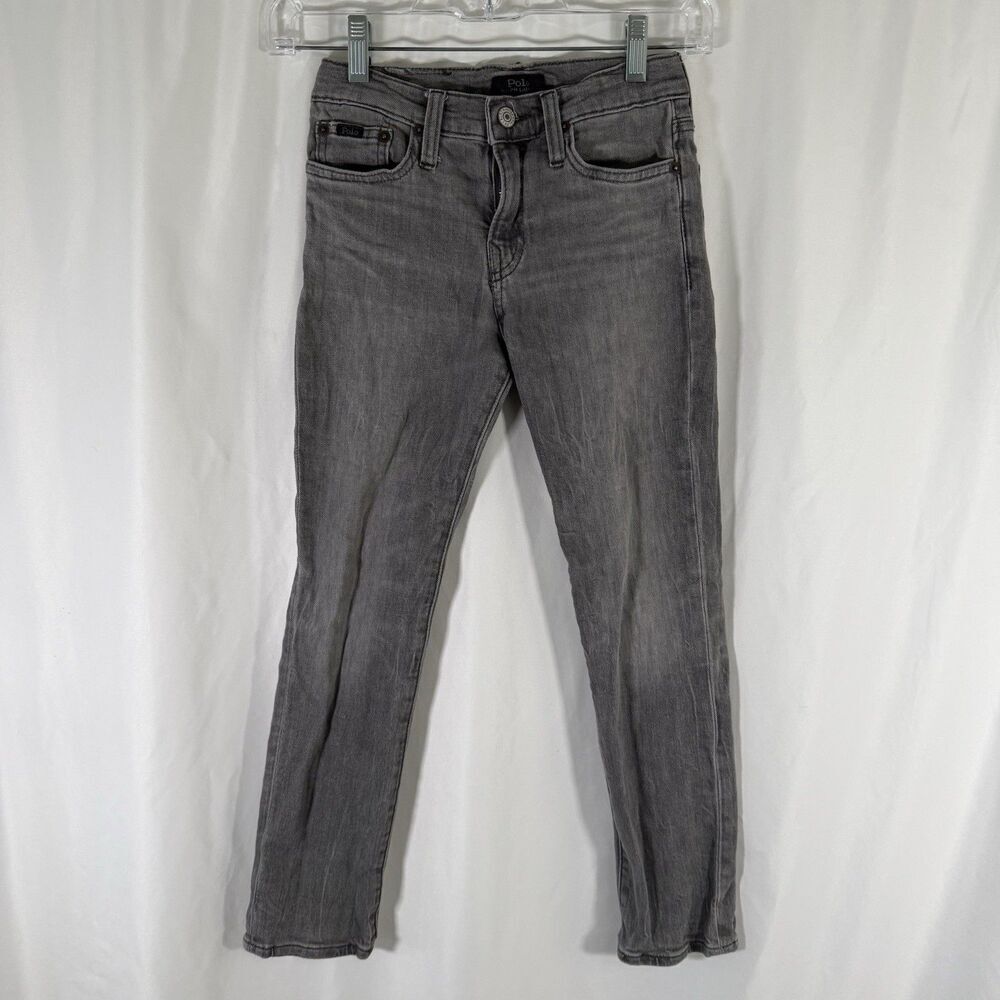 Polo Ralph Lauren Eldridge Skinny Jeans Boys 8 Grey Denim Adjustable Cotton Blen